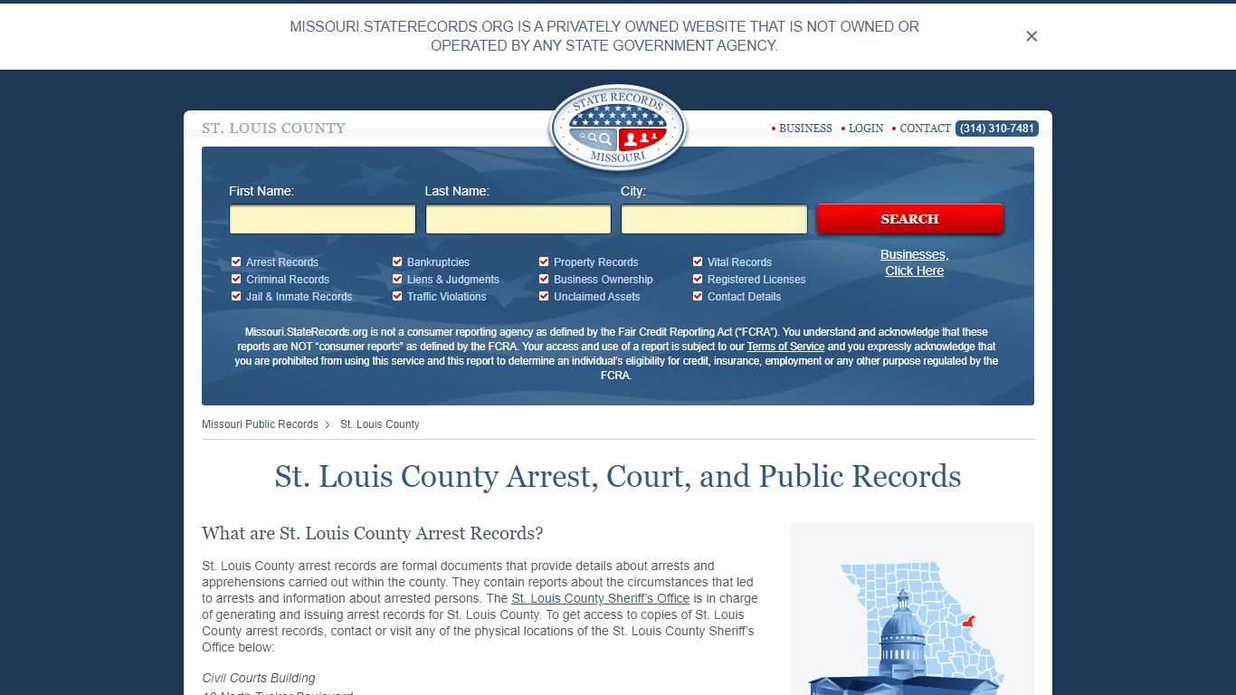 St. Louis County Arrest, Court, and Public Records