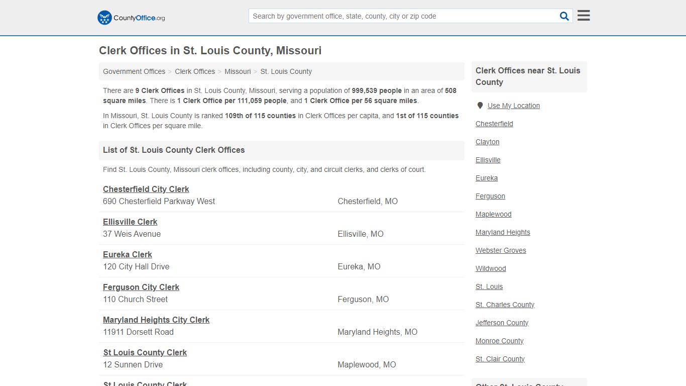 Clerk Offices - St. Louis County, MO (County & Court Records)
